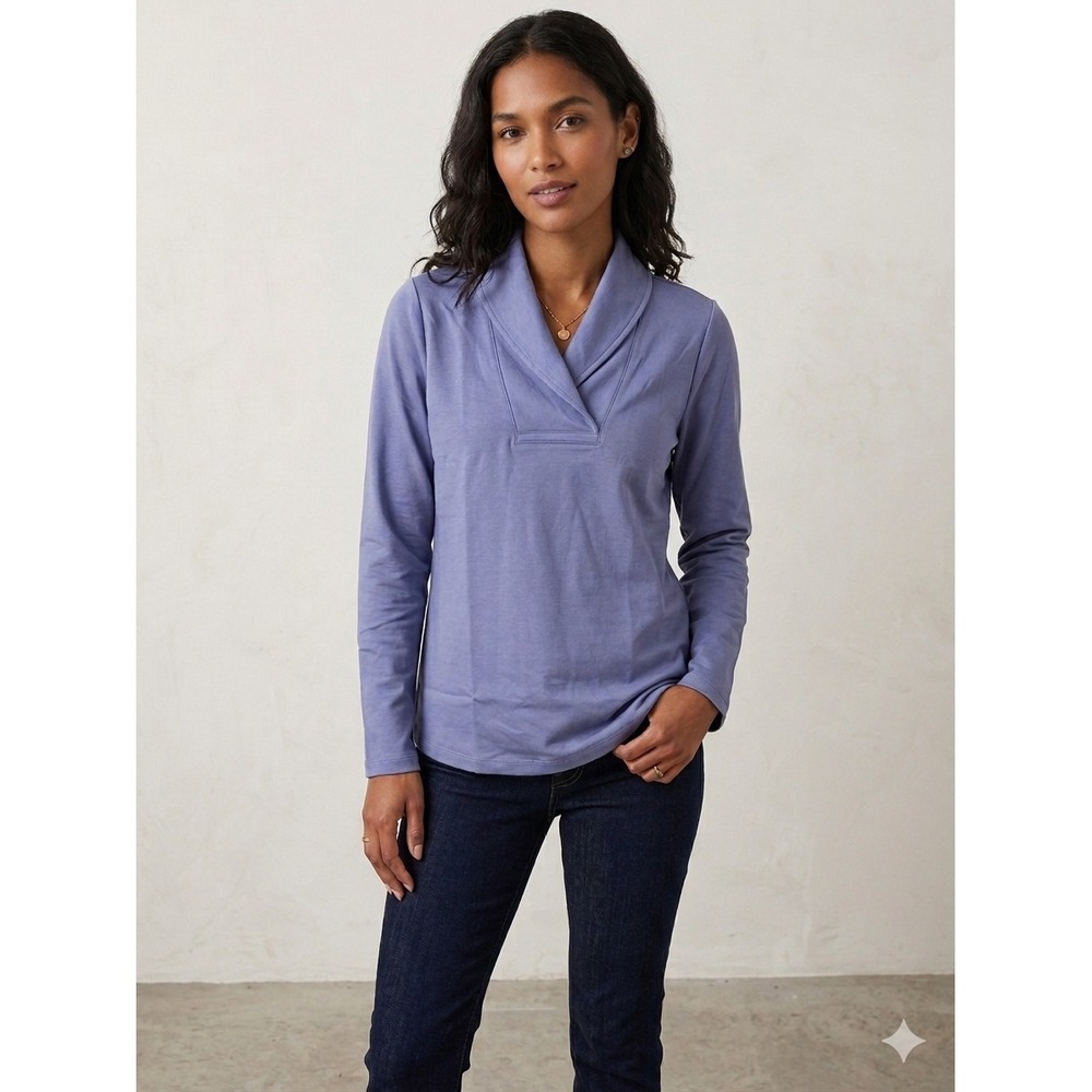LL‎ Bean Larkspur Interlock Pullover Shawl Collar 290348 Women's Medium NWT
